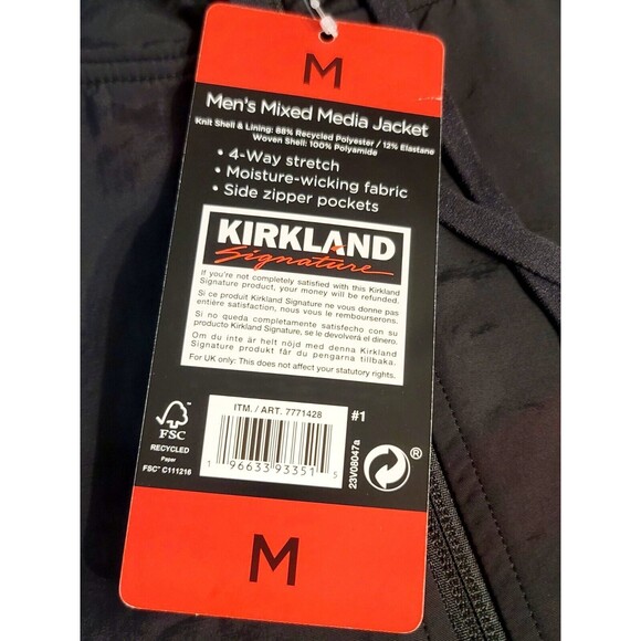 Kirkland Signature Men’s Size M Mixed Media Jacket Wicking Stretch Black Gray - Picture 12 of 12